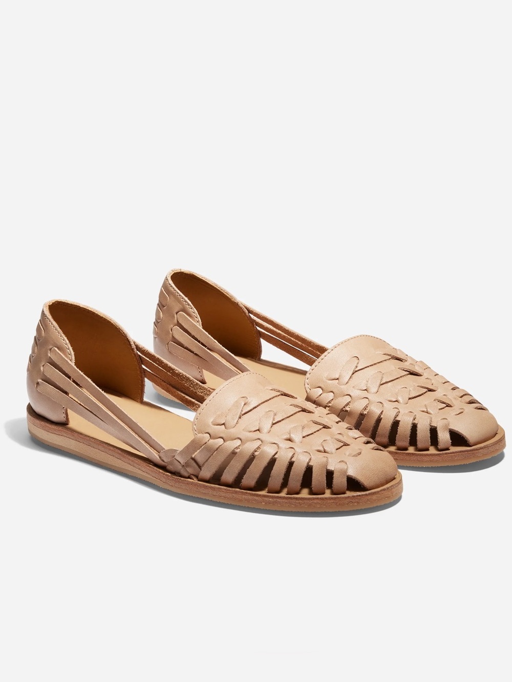 Nisolo 6.5 Woven Huarache Flats Tan Almond Boho Preppy Eco Comfy Sustainable
